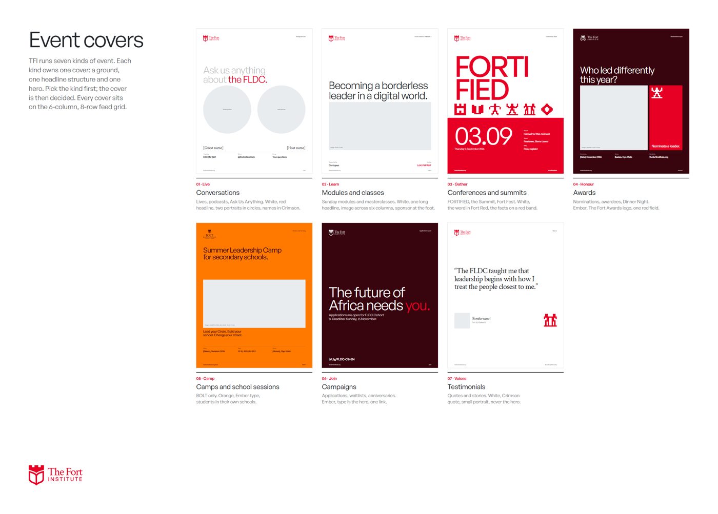 Event covers · Conversations · Modules · Conferences · Awards · Camps · Campaigns · Voices