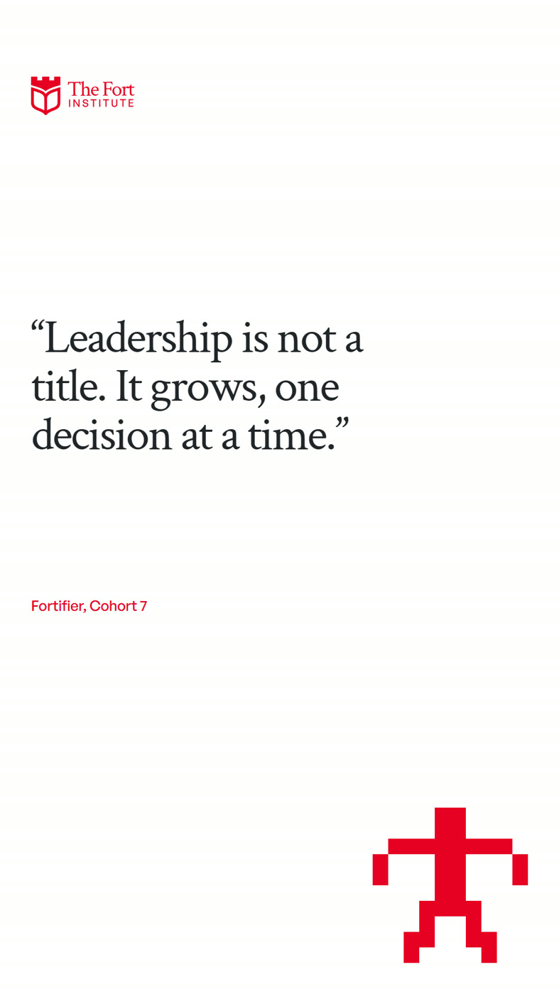 V5 · Quote card. A 3-second cut between clips. The strongest sentence, in the serif.