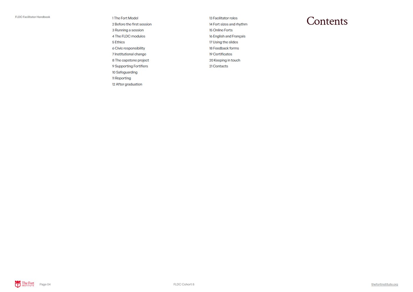 Facilitator handbook · contents