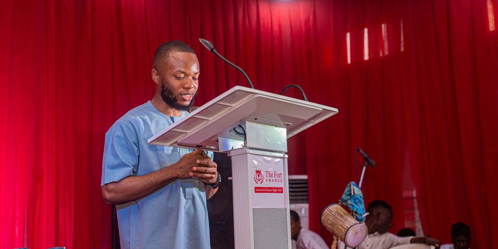 Leading from the lectern at The Fort Awards &amp; Dinner Night 2025
